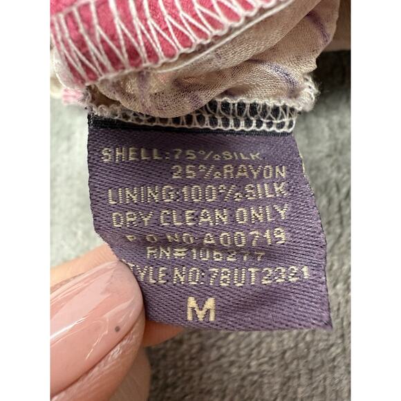 NWT Hale Bob Silk Butterfly Print Dress Pink Trim Size M Boho Resort Style - Picture 11 of 11